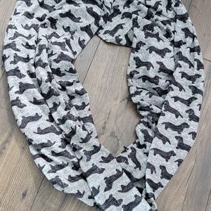 Black and gray dog print infinity scarf